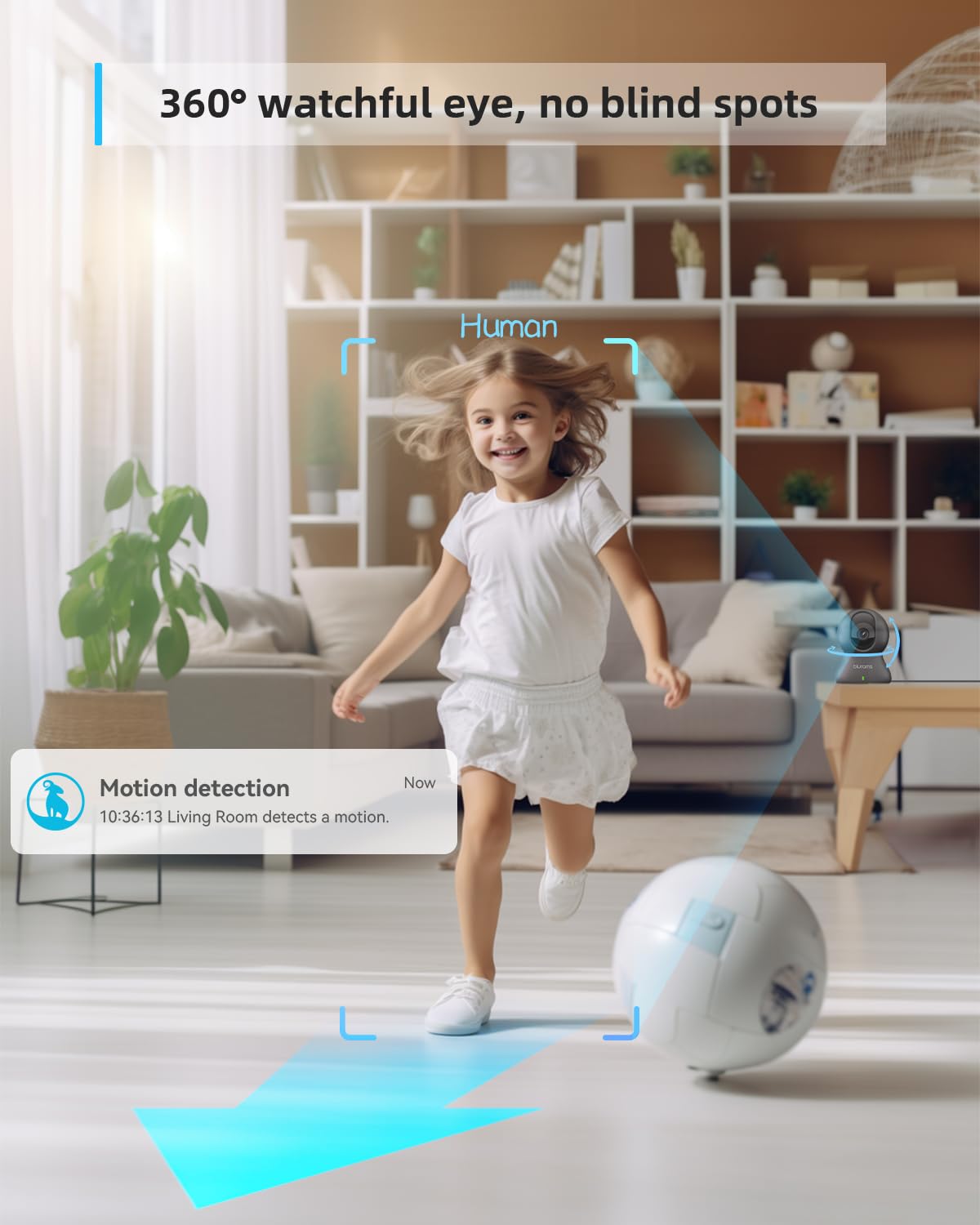 blurams Pet Camera 2K Black, Indoor Camera, Dog Camera, 360° Home Security Camera, 2.4g & 5g, Night Vision, Motion Tracking, 2-Way Talk, Cloud&SD, APP Control, Works with Alexa