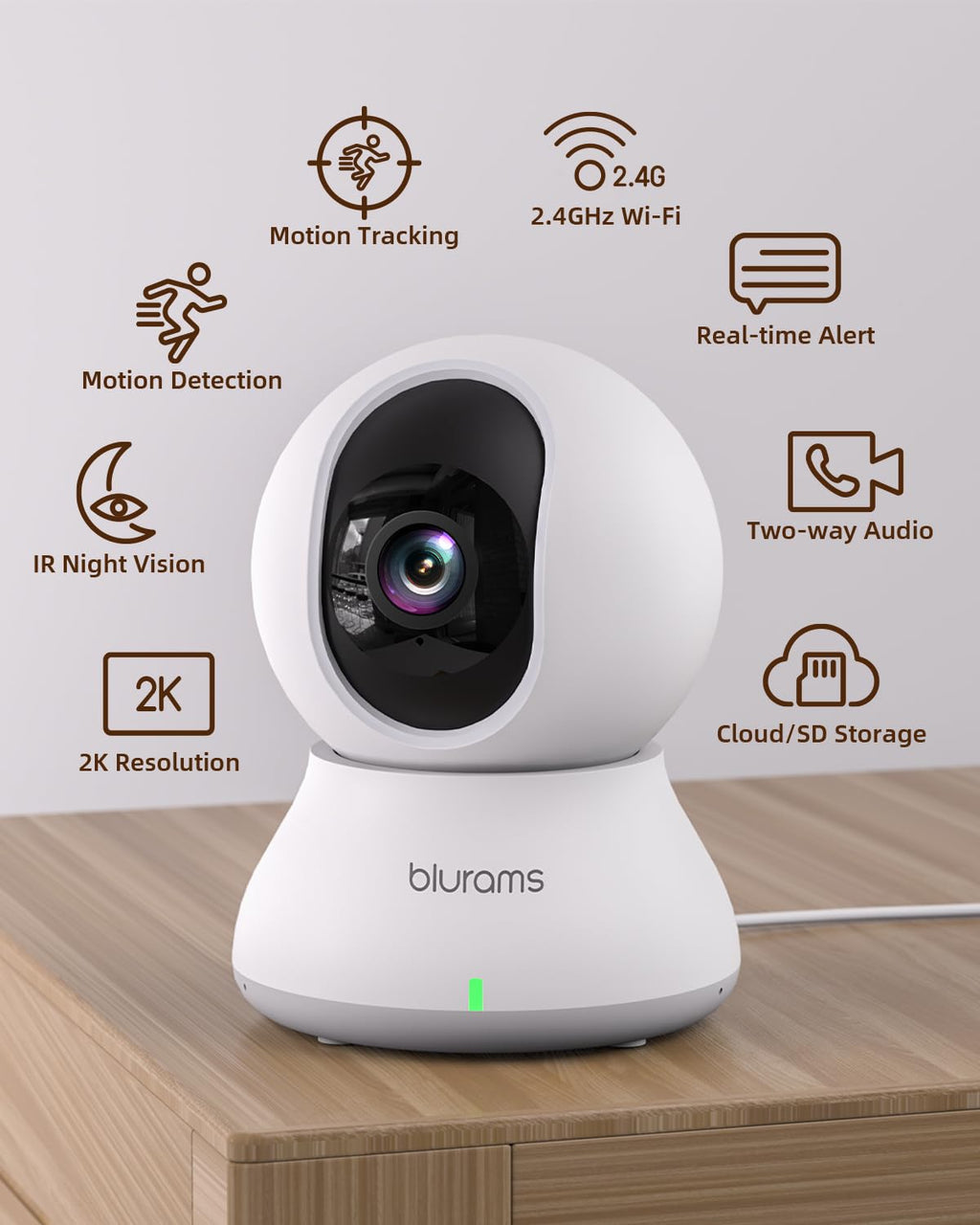 blurams Pet Camera 2K Black, Indoor Camera, Dog Camera, 360° Home Security Camera, 2.4g & 5g, Night Vision, Motion Tracking, 2-Way Talk, Cloud&SD, APP Control, Works with Alexa