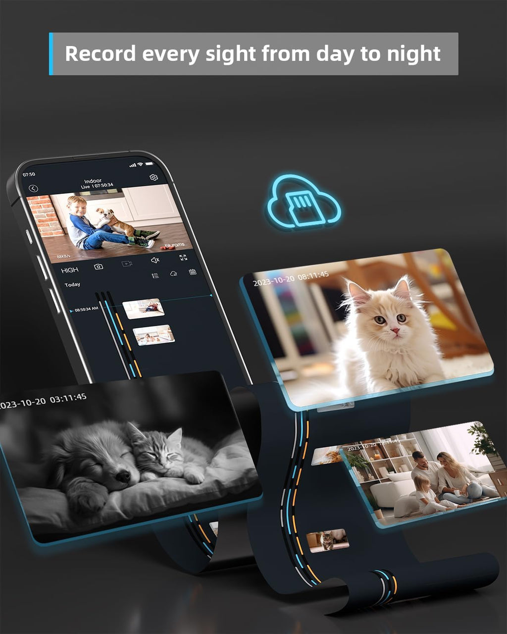 blurams Pet Camera 2K Black, Indoor Camera, Dog Camera, 360° Home Security Camera, 2.4g & 5g, Night Vision, Motion Tracking, 2-Way Talk, Cloud&SD, APP Control, Works with Alexa