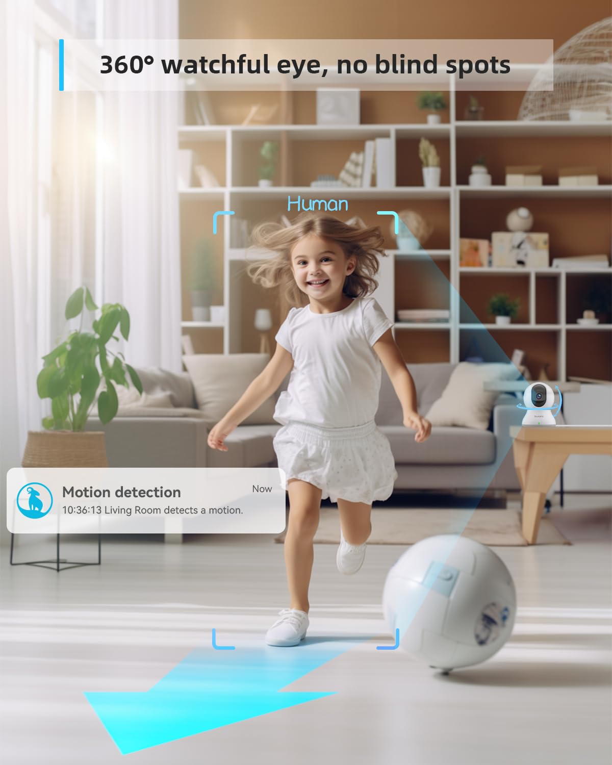 blurams Pet Camera 2K Black, Indoor Camera, Dog Camera, 360° Home Security Camera, 2.4g & 5g, Night Vision, Motion Tracking, 2-Way Talk, Cloud&SD, APP Control, Works with Alexa