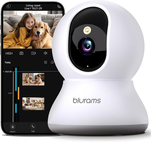 blurams Pet Camera 2K Black, Indoor Camera, Dog Camera, 360° Home Security Camera, 2.4g & 5g, Night Vision, Motion Tracking, 2-Way Talk, Cloud&SD, APP Control, Works with Alexa