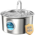 Cat Water Fountain Stainless Steel: Cat Fountain for Drinking - 2.6L Water Fountain Cats Bowl - Silent Pet Drinking Fountain - Pet Water Dispenser with 6 Filters + 3 Sponge Filters