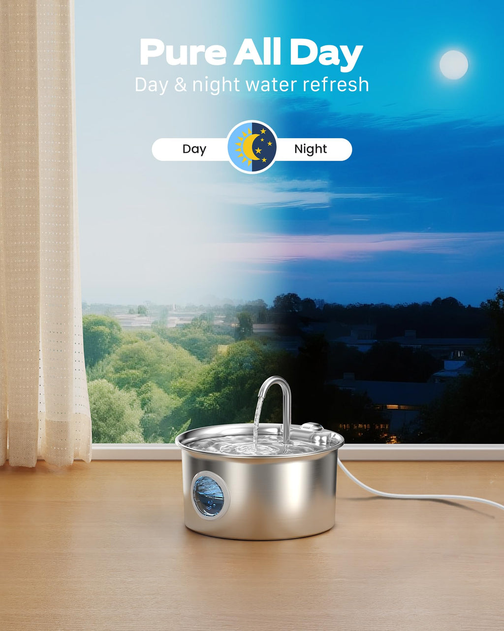 Cat Water Fountain Stainless Steel: Cat Fountain for Drinking - 2.6L Water Fountain Cats Bowl - Silent Pet Drinking Fountain - Pet Water Dispenser with 6 Filters + 3 Sponge Filters