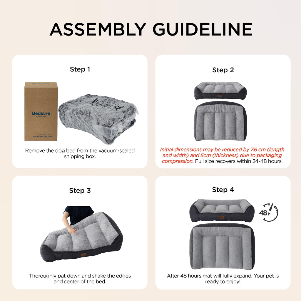 Bedsure XL Orthopedic Dog Beds Large - 106x76cm Extra Thick Supportive Dogs Sofa with Waterproof Washable Cover, Extra Large Pet Bed Sofa with Soft Plush Sherpa and Nonskid Bottom, Dark Grey