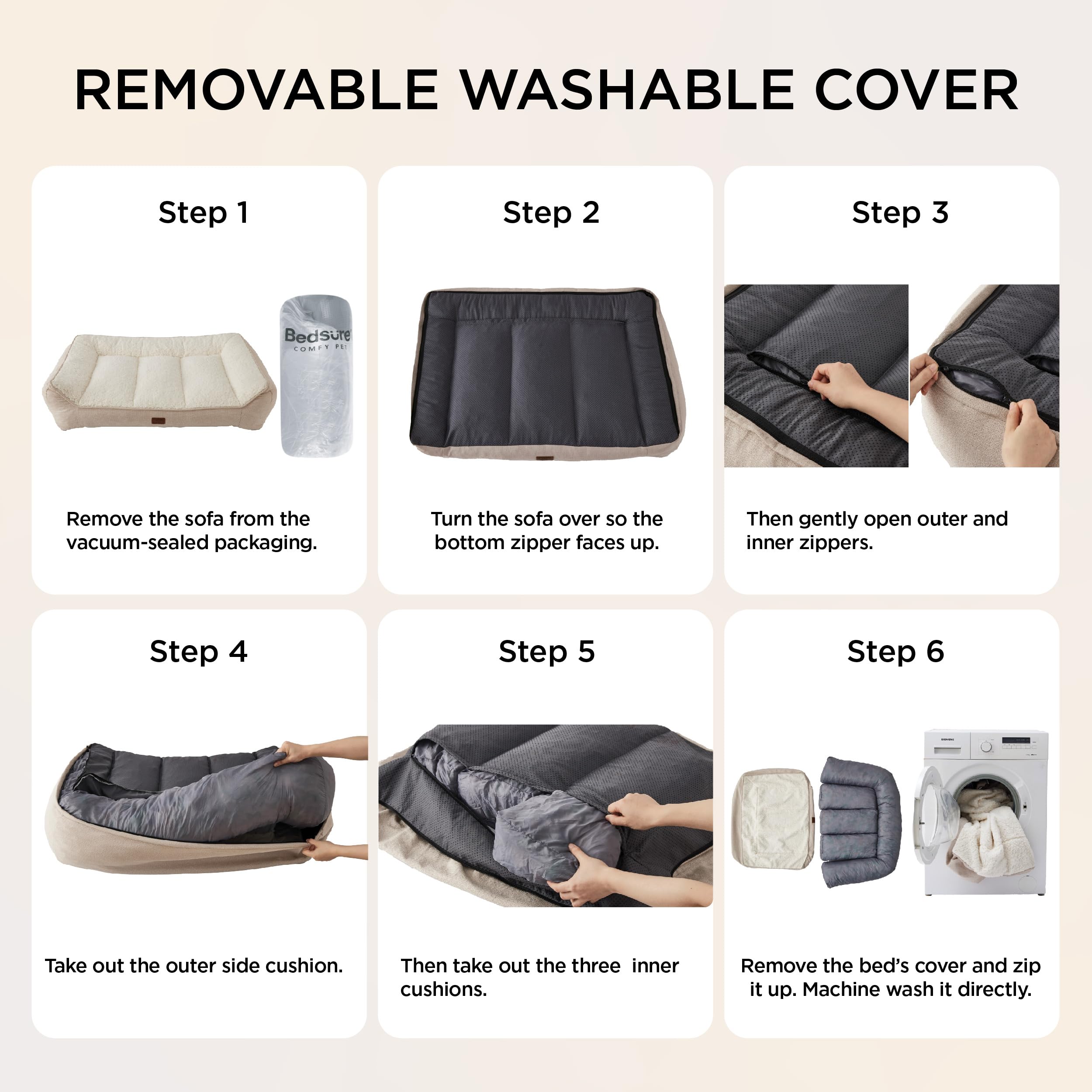 Bedsure XL Orthopedic Dog Beds Large - 106x76cm Extra Thick Supportive Dogs Sofa with Waterproof Washable Cover, Extra Large Pet Bed Sofa with Soft Plush Sherpa and Nonskid Bottom, Dark Grey